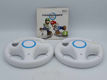 Mario Kart Wii Pappschuber + 2x Nintendo Lenkrad